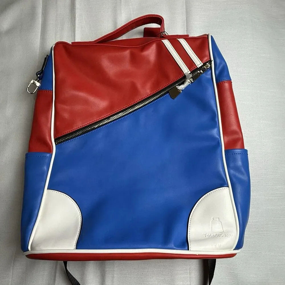 Tote & Carry Buffalo Fridge Red White And Blue Vegan Leather Large Backpack